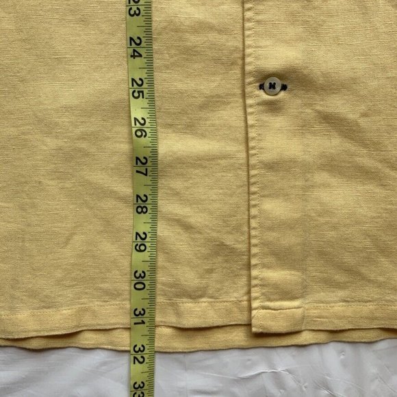 Nautica Linen Blend Shirt‎ Mens XL Button Up Short Sleeve Pocket Summer Yellow - Picture 11 of 12